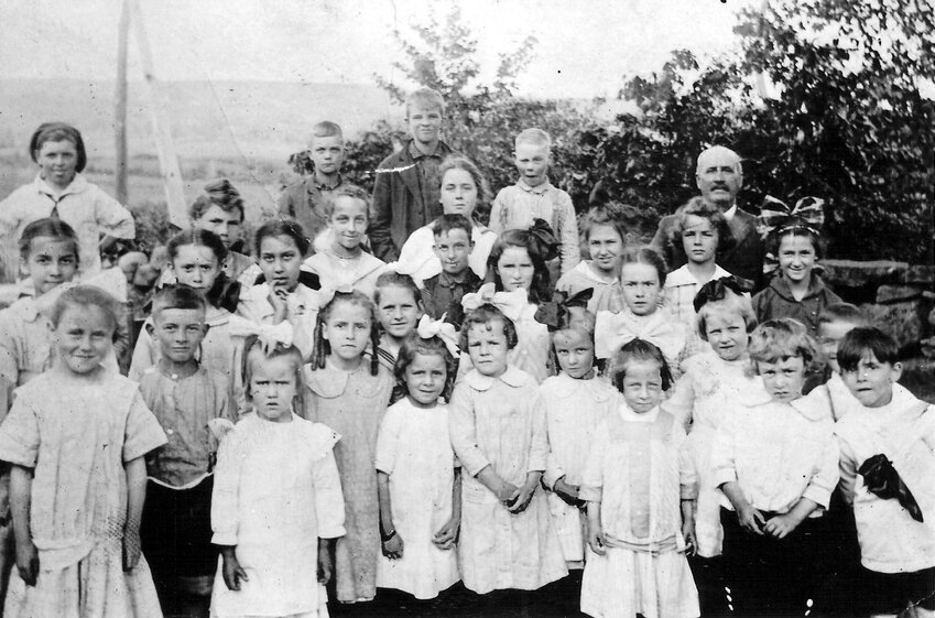 FINAL CLASS: The Rockland “Class of 1916” class photo shows Helen O. Larson in the front row, third from right.