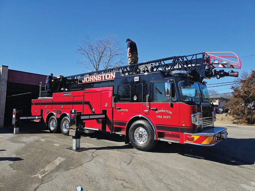 FORMER OR LADDER: Johnston spent a little over $1.1 million on its new Spartan Fire and Emergency Apparatus aerial ladder truck. (Photos courtesy JFD)