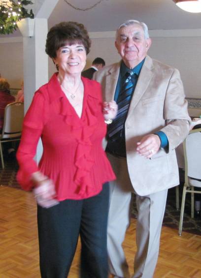 ON THE DANCE FLOOR: Arlene Etchells and Al Vannari were among the first people who kicked up their heels on the dance floor at Twelve Acres.