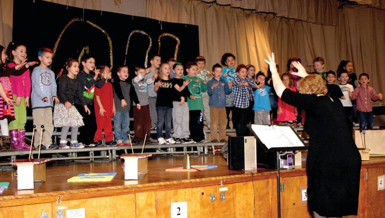 FIRST TIME ON STAGE: The kindergarten students at Glen Hills perform in their first elementary school concert.