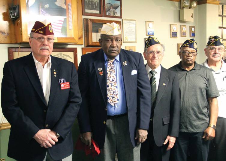 COMMITTED TO THE CAUSE: Some of the DAV members at Saturday&rsquo;s installation were Richard W. Schatz, National Executive Committee 3rd District; State Commander Fred Adams; Commander Gilbert Botelho; and Robert Bank, past commander, Chapter 1.