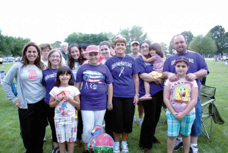 TEAM EDEN PARK: Friends, students and faculty from Eden Park Elementary School participated in the 2012 Relay for Life in support of sixth grade student Kelsey Carreiro, age 12, who was diagnosed with Hodgkin&rsquo;s Lymphoma and is currently going through chemotherapy. Carreiro is pictured in the front row wearing the pink hat.