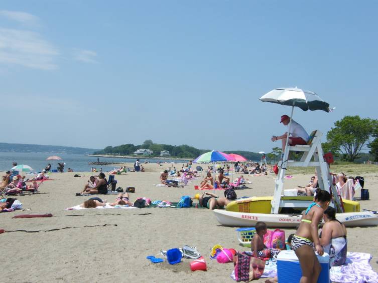 Oakland Beach was lined with those looking to soak up the sun and cool off in the water in yesterday's 90-degree temps.