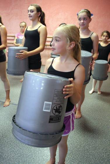 READY FOR DRUMMING: Jamie D&rsquo;Ambra lines up with others in the Carolyn Dutra dance camp.