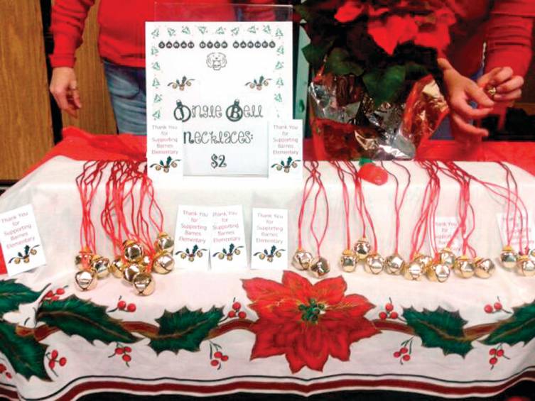 For sale at the Holiday in the Park event were jingle bell necklaces, as well as ornaments that can be personalized.