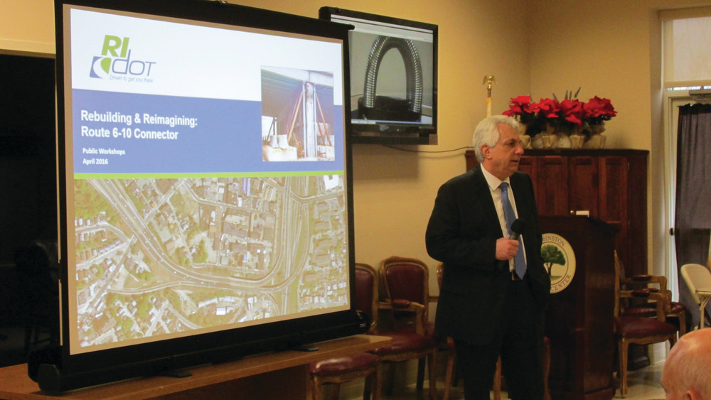 LOOKING AHEAD: RIDOT Director Peter Alviti addresses the audience during last week&rsquo;s workshop.