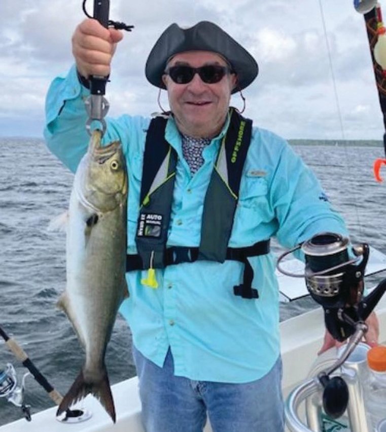 BLUEFISH BLITZ: &nbsp; This week angler Bruce Kaercher formerly of RI now Arkansas caught bluefish during surface feeding frenzies.&nbsp;Bluefish are in the Bay in greater abundance than in recent years.