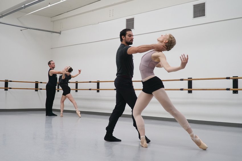 RETURNING TO THE STAGE: From left, Alex Lantz, Anna Lisa Wilkins, Mamuka Kikalishvili and Katherine Bickford will be part of Festival Ballet Providence&rsquo;s performances of &ldquo;Continuing Points.&rdquo;