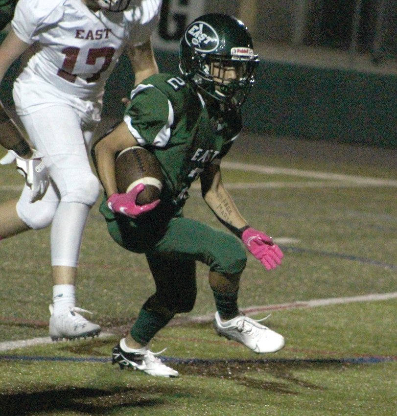 UP THE FIELD: Cranston East&rsquo;s Romeo Cordero  picks up some yards.