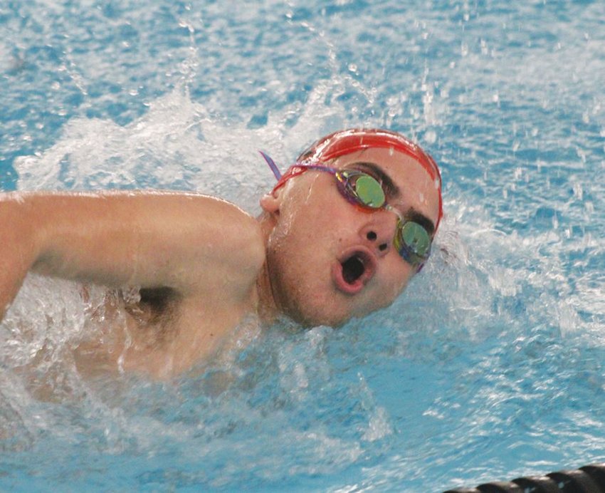 MAKING A SPLASH:  Cranston West&rsquo;s Aaron  Chmura competes in the  team&rsquo;s Injury Fund exhibition  last week at Park View  Middle School.