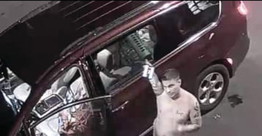 Cranston Police posted photos on their Facebook page following the Dec. 22 incidents. They announced that they were searching for &ldquo;a red minivan and a white naked male with a specific tattoo on his back,&rdquo; and released still images from surveillance video, showing the distinctive tattoo.