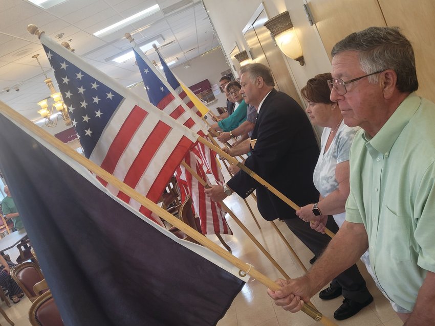 BANNERS UNITED: Members of Warwick&rsquo;s Tri-City Elks Lodge held flags from throughout the American experience. From the original &ldquo;Stars &amp; Stripes&rdquo; to an &ldquo;MIA/POW&rdquo; flag, patriotism was on full display during the Flag Day ceremony held at the Johnston Senior Center.