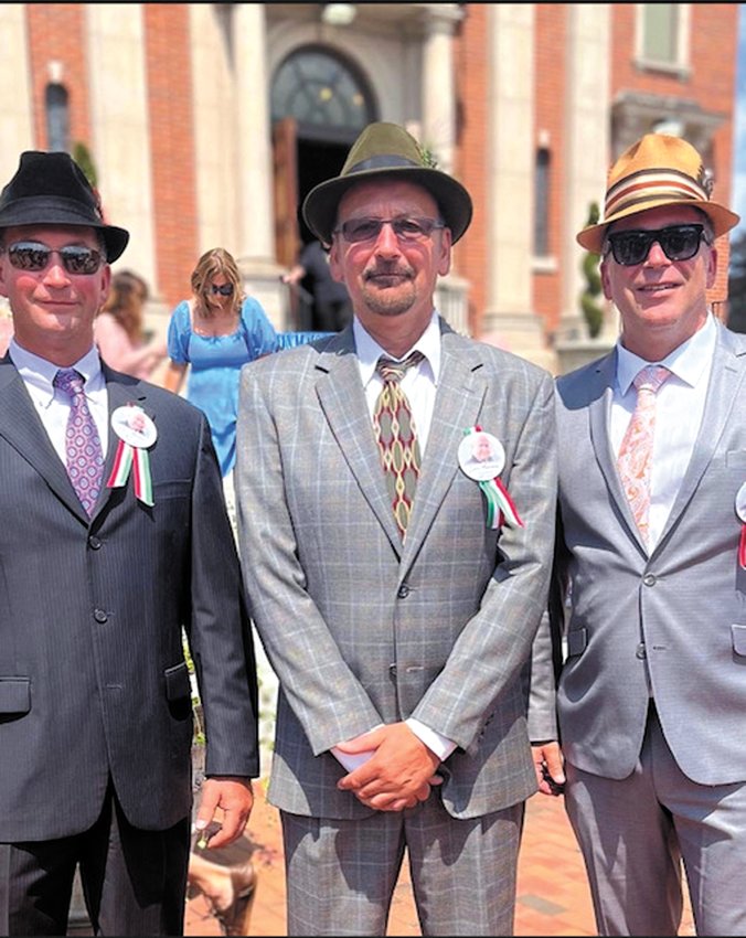 HONORING DAD: Lucio Mancini&rsquo;s sons dressed up in suits and hats to honor their father who walked in the St. Mary&rsquo;s Feast procession each year. (From left) Alberico Mancini, Danilo Mancini and Marco Mancini. (Submitted photo)