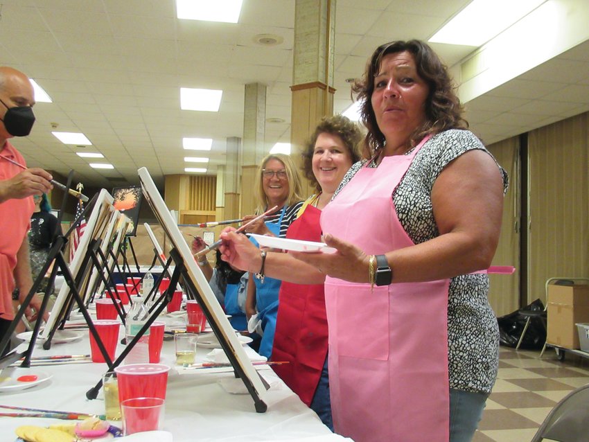 PICTURE PERFECT: The artists-for-an-evening above &mdash; Sandra Lentini, Barbara DeCubellis and Monica DiDonato &mdash; are just a few of the many people who enjoyed the Pannese Society&rsquo;s first-ever Paint and Vino event.