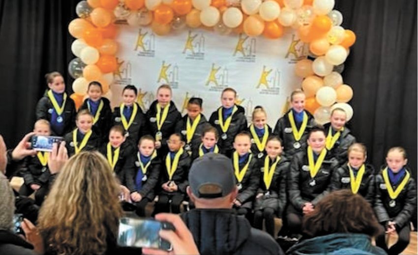GOLD MEDALISTS: The Warwick Figure Skaters Snowflakes after receiving their medals at the Cape Cod Synchro Classic. (Submitted photos)