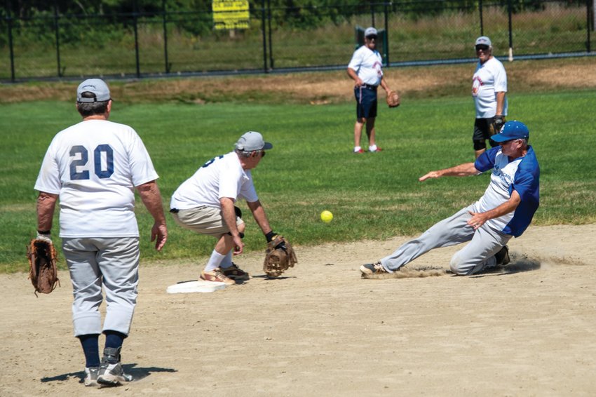 SLIDING IN: Don O&rsquo;Leary slides into second base. (Submitted photos)
