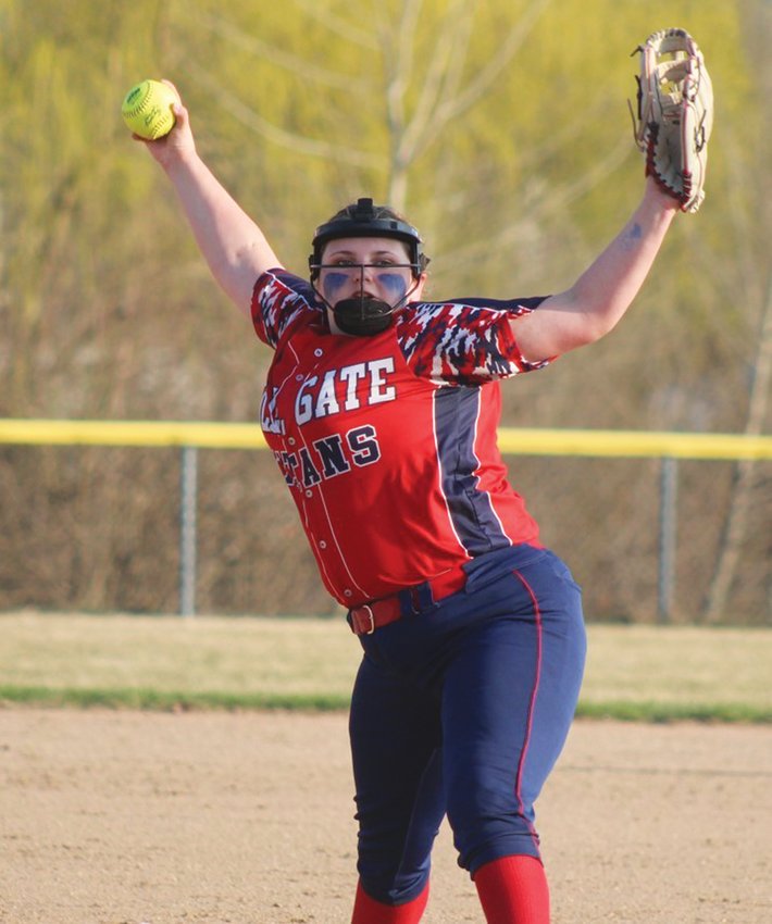 WINDING UP: Toll Gate&rsquo;s Delaney Wilson delivers a pitch. (Photos by Alex Sponseller)