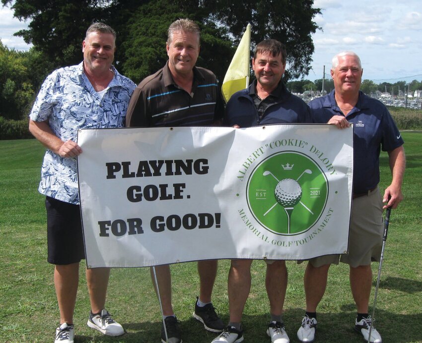 CHAMPS CORNER: The foursome of Buddy Lamphere, Tom Forte, Bill Cilley and Bob Campbell captured top honors in Friday&rsquo;s 3rd Annual Albert &ldquo;Cookie&rdquo; DeLory Memorial Golf Tournament. (Photos courtesy of Dick Warner)
