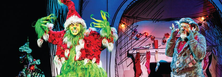 James Schultz as The Grinch and W. Scott Stewart as Old Max in the Touring Company of Dr. Seuss' How The Grinch Stole Christmas! The Musical.