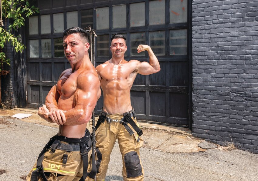 MUSCLES BEHIND THE CALENDAR: Johnston firefighters and bodybuilders Cory (left) and Brandon (right) Woolley were the driving force behind the calendar&rsquo;s revival.