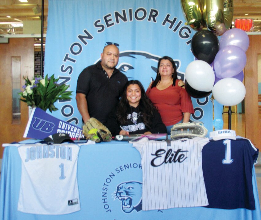 PROUD PARENTS: Juan and Dionny Velasquez enjoyed last week&rsquo;s National Letter of Intent day when Arianna Velasquez announced she&rsquo;ll be taking her talents to the University of Bridgeport in the fall. Not pictured: Leslie Velasquez also attended. (Sun Rise photos by Pete Fontaine)