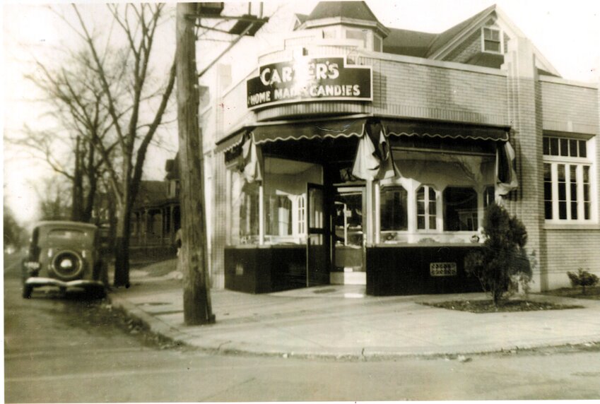 THE CANDY STORE: Carter&rsquo;s Candy Store near the intersection of Board and Eddy Streets in Providence doesn&rsquo;t look much different today than when this photograph was taken in the 1940s. Carter was in the candy business for more than 50 years