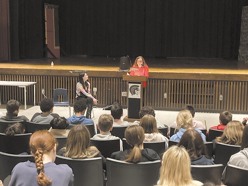 WHERE FREEDOM IS: Francine Denerstein, a member of the Rhode Island Holocaust Center and daughter of holocaust survivors, spoke to students at Winman Middle School about her family&rsquo;s experience, and what it means today. (Warwick Beacon photos)
