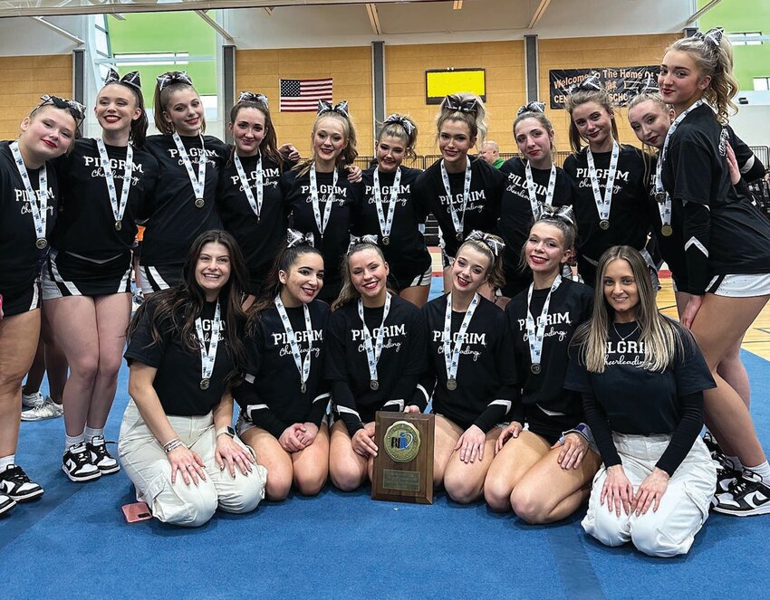 CHAMPS AGAIN: The Pilgrim cheerleading team that won the state title last weekend. (Submitted photo)