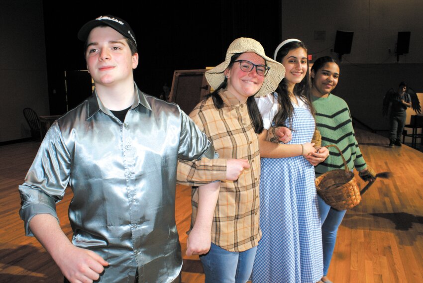 OFF TO SEE THE WIZARD: Opening night for Toll Gate Drama Club&rsquo;s production of The Wizard of Oz is this Friday, March 22! See the Tin Man - Jonah Buccheri, Scarecrow - Francesca Beagan, Dorothy - Rebecca Farias, and Cowardly Lion - Jayden Murray, arm in arm, ease on down the yellow brick road. More than 50 students play a role in the production. Their names and a story are on page 16. (Warwick Beacon photo by Steve Popiel)