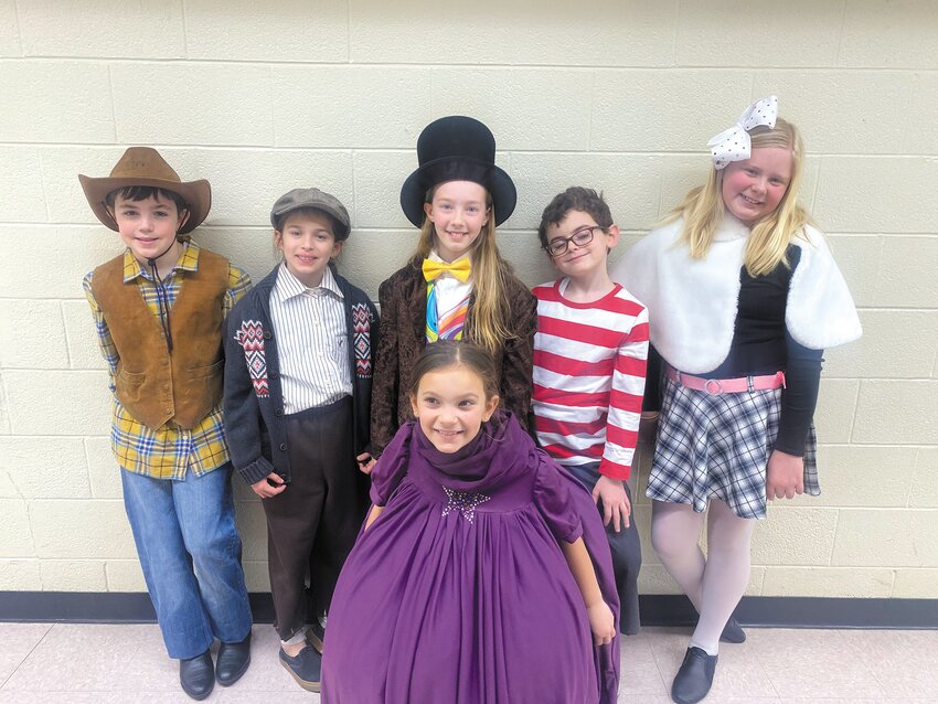 ON STAGE APRIL 13: Roald Dahl&rsquo;s Willy Wonka, Kids comes to Toll Gate Robert Shapiro Performing Arts Center thanks to Arts Alive! and Cedar Hill students for two performances. Among the cast as pictured here are; Wonka- Noelle Weldy, Charlie- Evelyn Dudeck, Veruca- Charlotte Stephenson, Violet- Giulia Marsella, Augustus-  Benjamin Calabro &amp; Mike Teavee- Lennox O&rsquo;Connell. (Submitted photo)