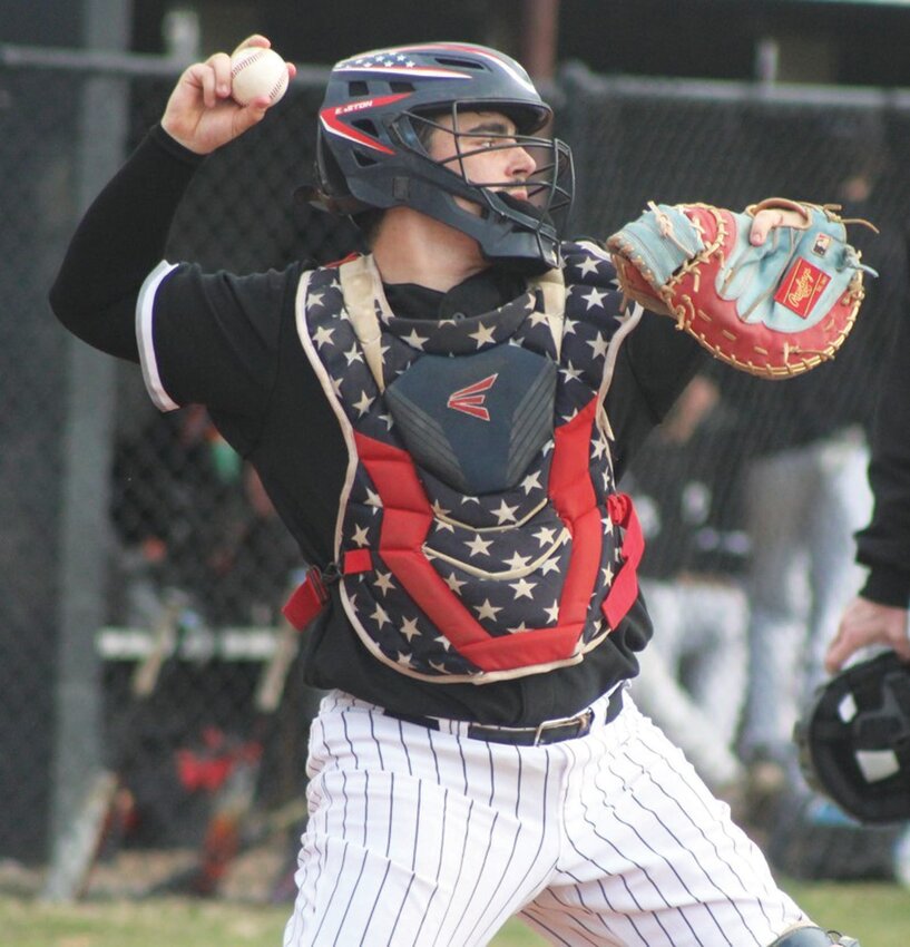COMING DOWN: Pilgrim catcher Dylan Roberts on Monday.