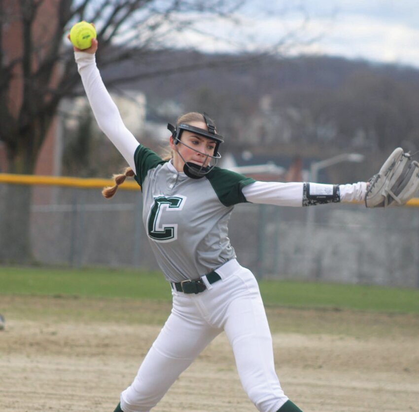Athlete of the Week Isabella Sousa: The Cranston Herald’s Athlete of the Week is East softball pitcher Isabella Sousa. The freshman standout has been stellar in her first two career starts, going 2-0, allowing just one earned run while striking out 25 batters in 13 innings of work. (Photo by Alex Sponseller)