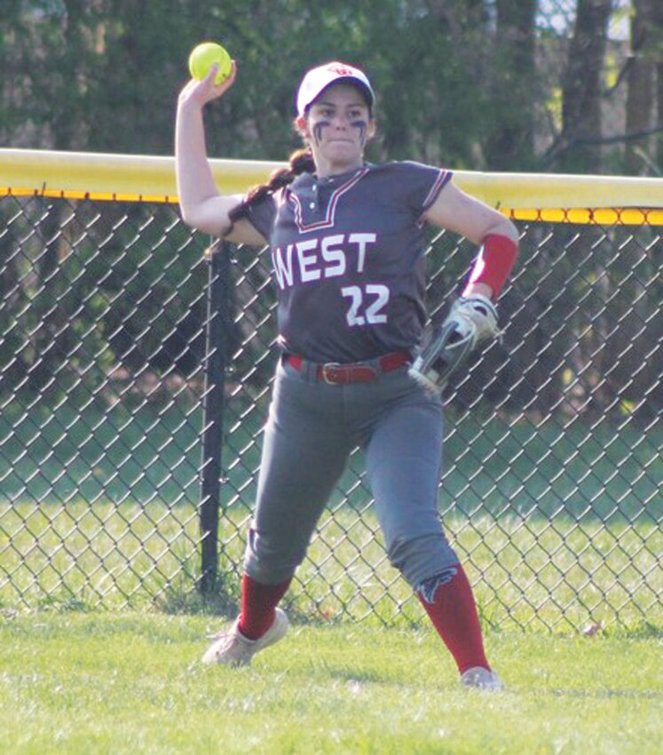 MAKING THE PLAY: West’s Mia Santomassimo plays the field. (Photo by Alex Sponseller)