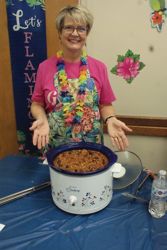 TOOT TOOT: Holly Cole, aka the bean lady, made 80 pounds of her special recipe baked beans for this breakfast.
