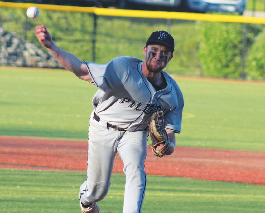 CALL TO THE BULLPEN: Pilgrim&rsquo;s AJ Ferreira works in relief against La Salle last week. (Photos by Alex Sponseller)