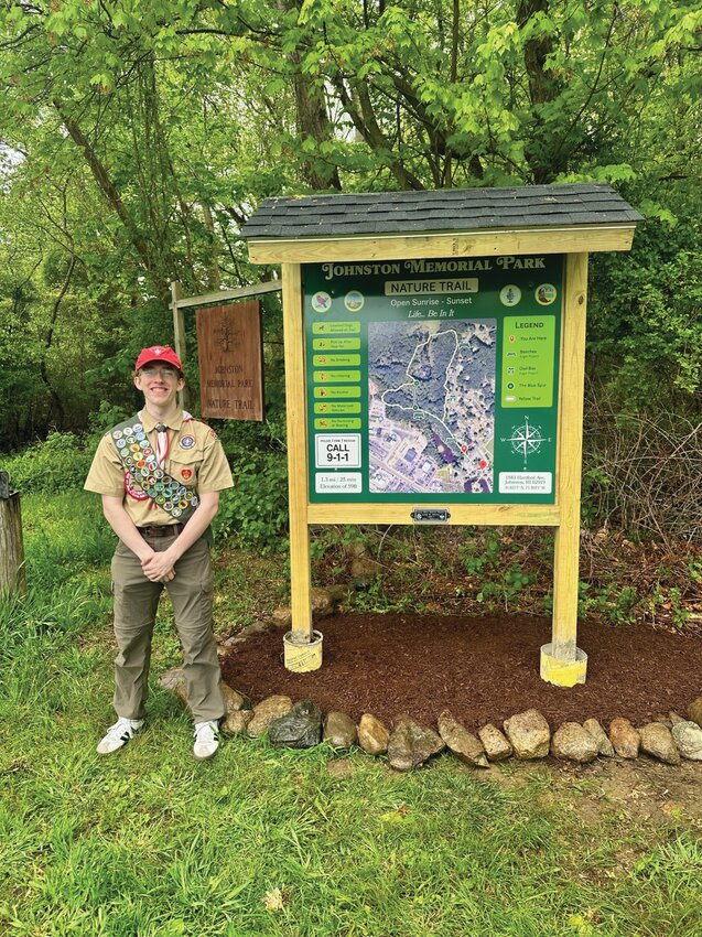 MAP KIOSK: Johnston Eagle Scout Jacob Spence is almost done with his big project at War Memorial Park.
