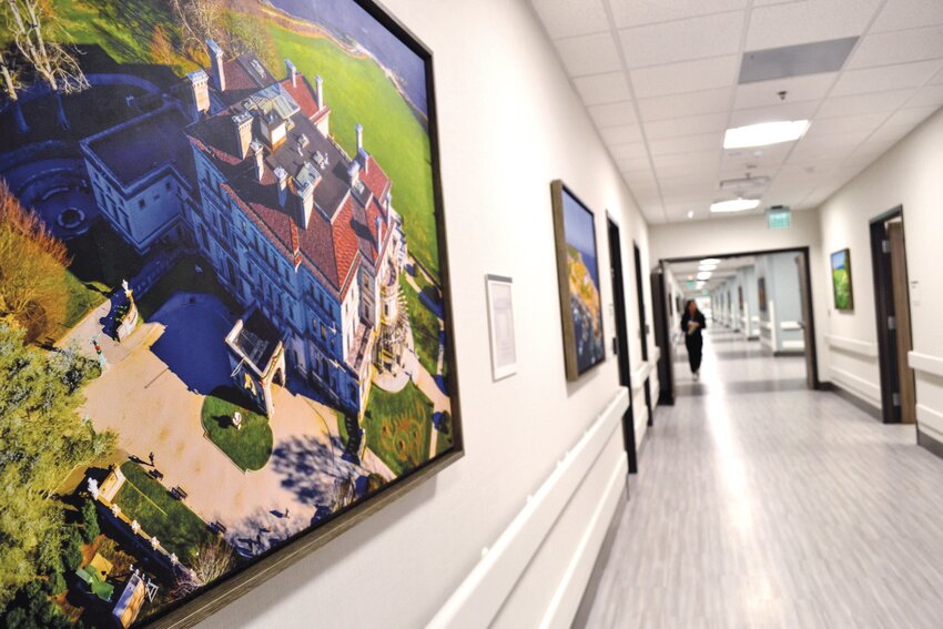 OCEAN STATE HALLWAYS: The hallways inside the Encompass Health Rehabilitation Hospital of Johnston are lined with more than 130 oversized color prints featuring Ocean State landmarks.