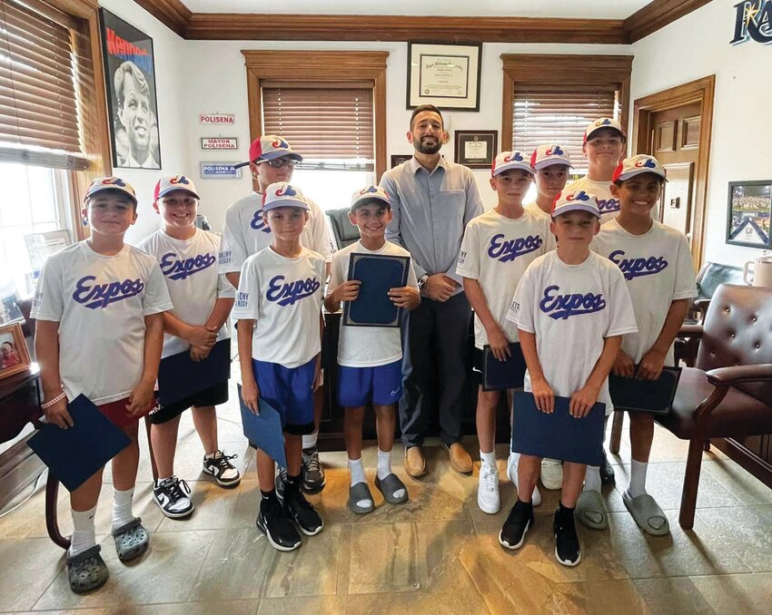 CHAMPS ARE HERE: The JLL Majors champion Expos with Mayor Joseph Polisena. (Submitted photos)