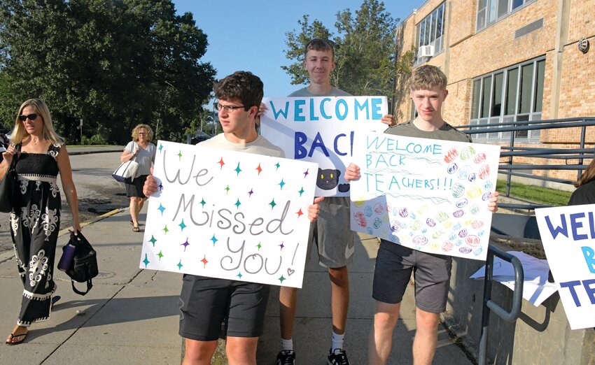 WE APPRECIATE YOU: Members of the high school's National Honor Society said they got up early to make sure teachers know they appreciate the work they do. (Johnston Sun Rise photos by Barbara Polichetti)